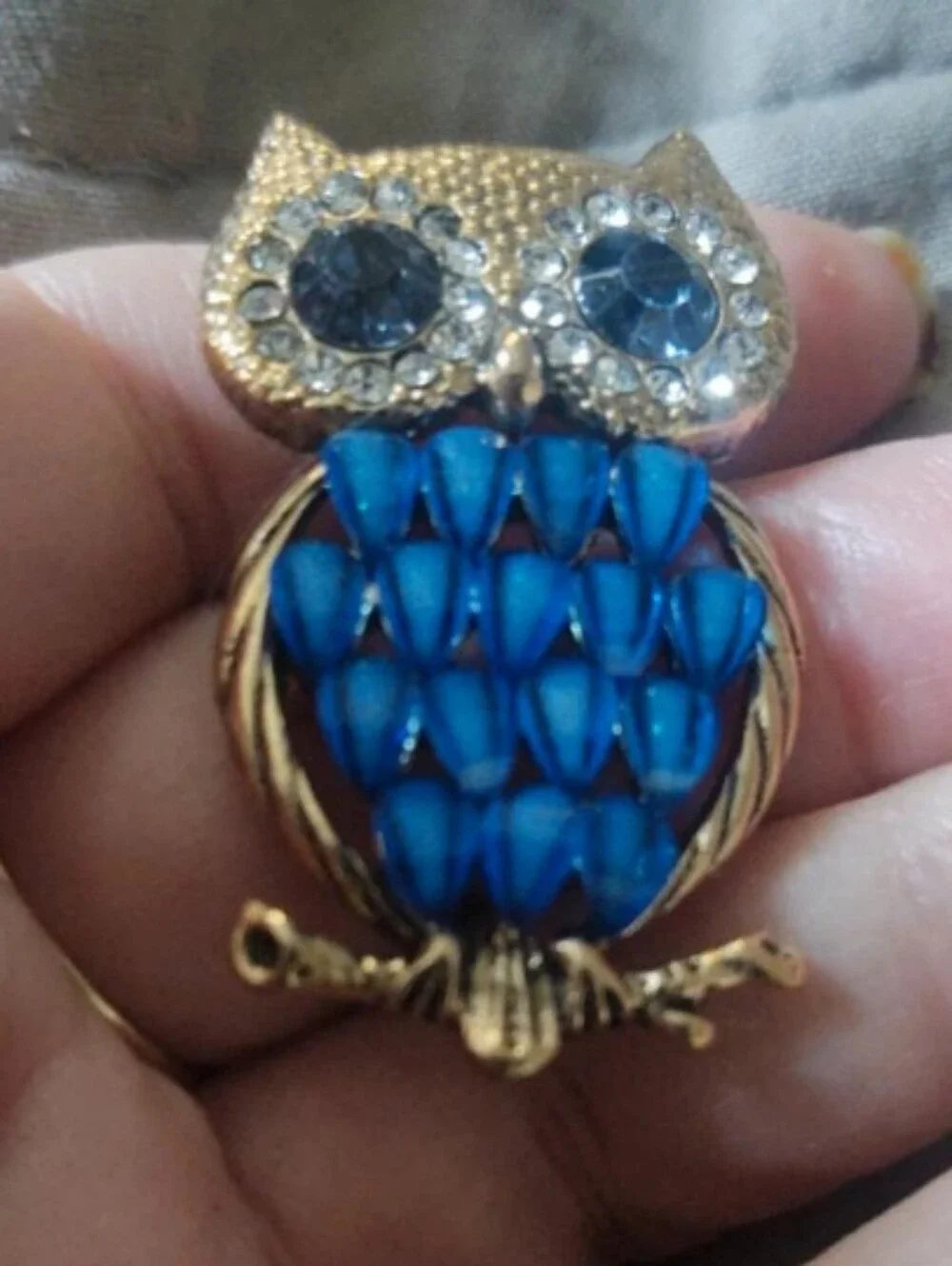 Blue Owl Brooch Pin